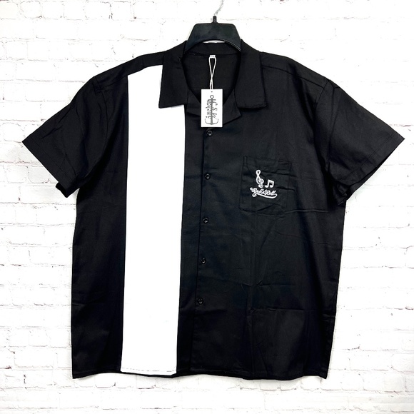 Anchor MSJ Other - NWT🤩 Rock N Roll Embroidered Rockabilly Bowling Short Sleeve Shirt